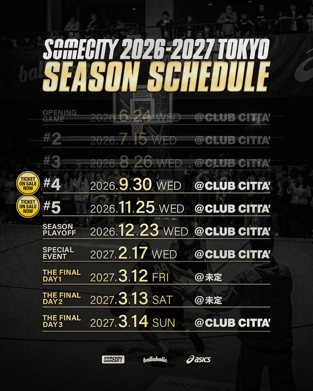 SOMECITY 2026-2027 TOKYO SEASON SCHEDULE