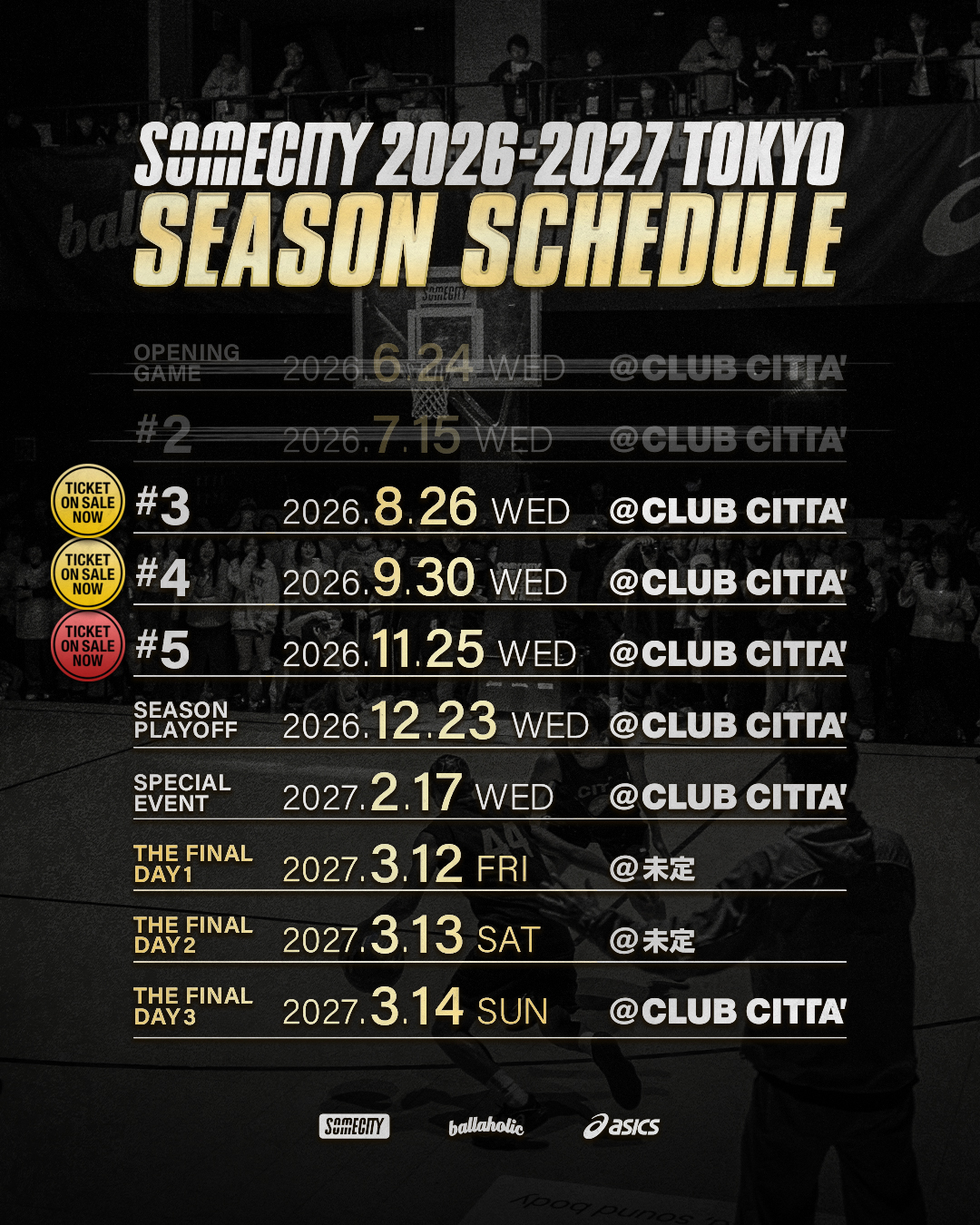 SOMECITY 2026-2027 TOKYO SEASON SCHEDULE